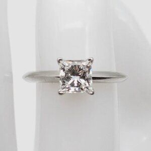 TIFFANY & CO PRINCESS CUT DIAMOND 1CT+ WEDDING RING WITH BOX AND PAPER